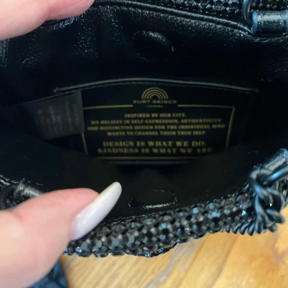 Kurt Geiger Black Sparkle Bag with chain handles. - Picture 4 of 7